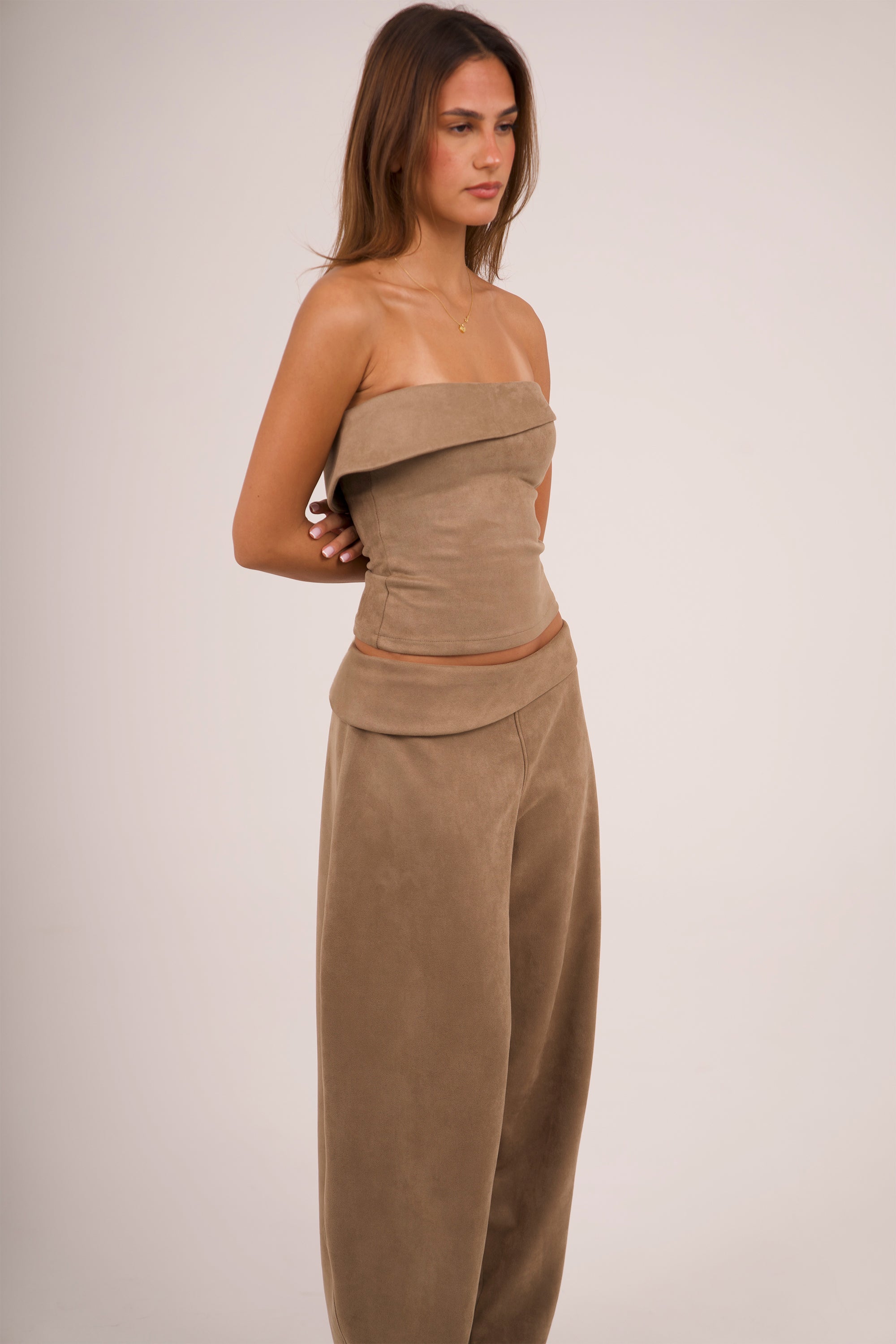 SUEDE BANDEAU TOP